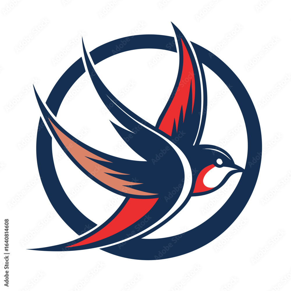 Naklejka premium Colorful bird logo design representing freedom and agility in a modern style with circular framing