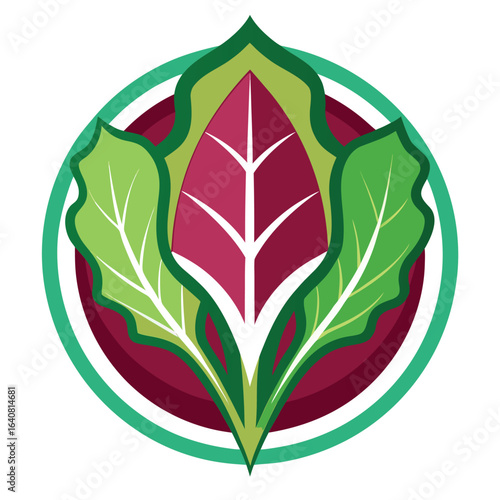 Leafy greens with a vibrant design featuring red and green shades representing freshness and healthiness