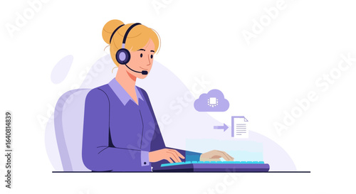 Virtual Assistant Helping With Cloud Computing And Data Transfer Process