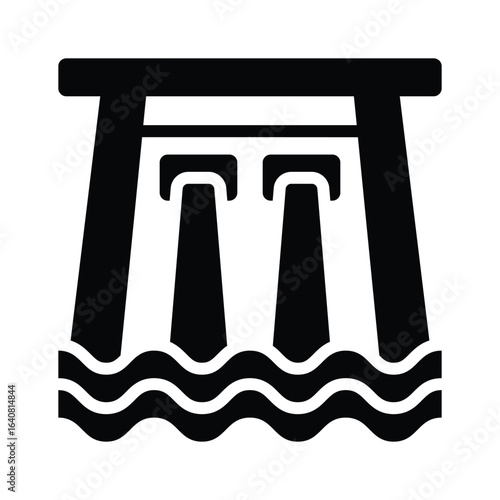 Modern style glyph icon showing dam structure