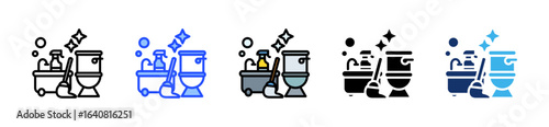 Bathroom Cleaning Icon Collection With Multiple Styles