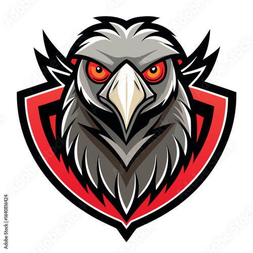 Fierce eagle emblem on a bold red background represents strength and determination in design