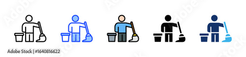 Janitor Icon Collection With Multiple Styles