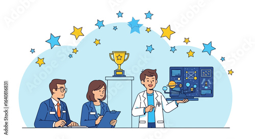 Successful Science Presentation Receiving Recognition And High Marks From Judges