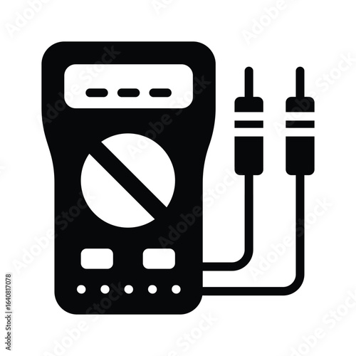 Ready to use glyph style icon of voltmeter
