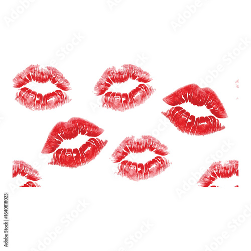 Vector art of seamless pattern of red lipstick kiss prints isolated on white background