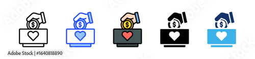 Donation Box Icon Collection With Multiple Styles