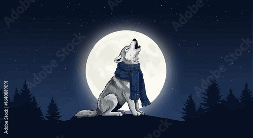 Winter Solstice Serenade A Lone Wolf Howls at The Full Moon in The Forest