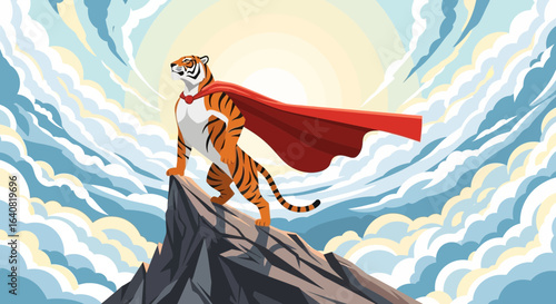 Tiger On Peak Symbolizing Strength And Success In The World Of Opportunities