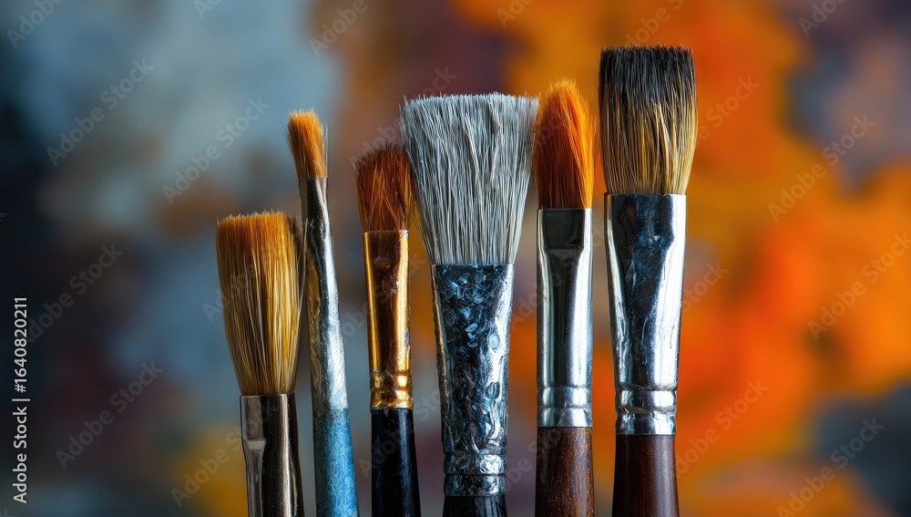 Fototapeta premium Close-up of various paintbrushes