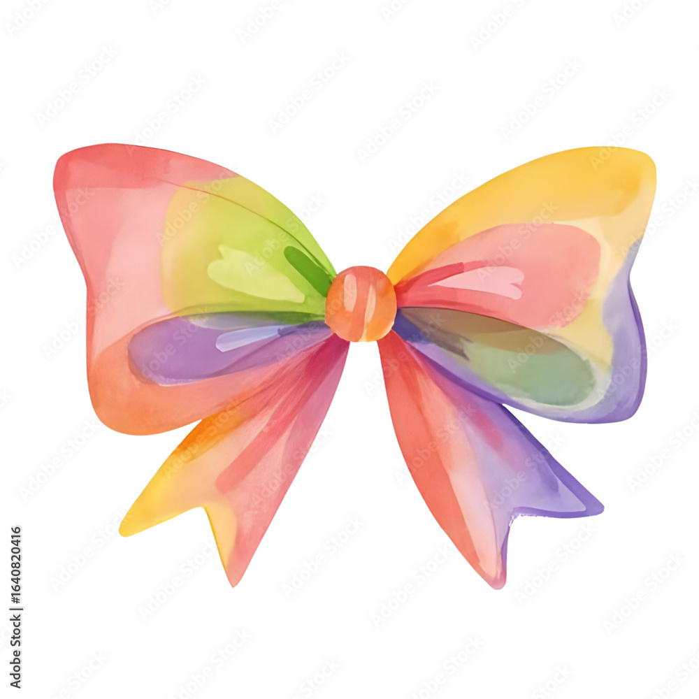 Fototapeta premium a beautiful watercolor bow with a rainbow gradient isolated on a transparent background