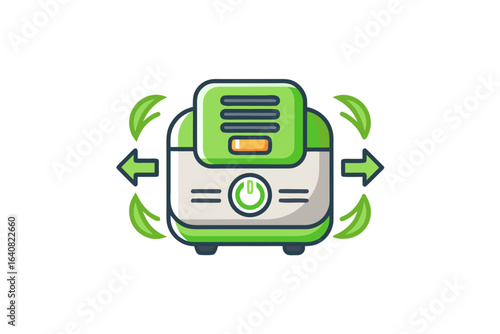 Eco air fryer with green airflow arrows promoting healthy cooking