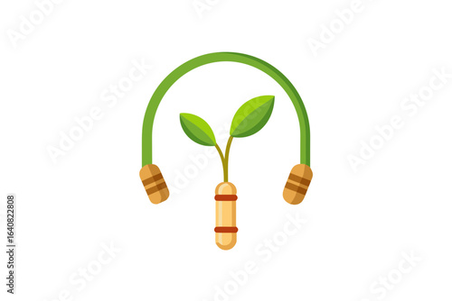 Eco jump rope icon made with biodegradable handle and green design