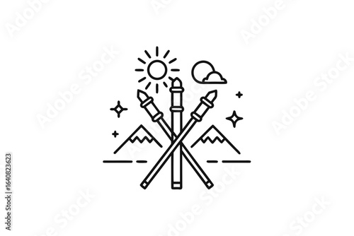 bamboo trekking poles with titanium tips hiking icon