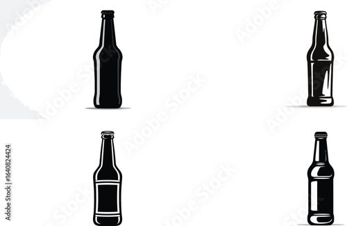 Black Beer Bottles, Drink Icons EPS