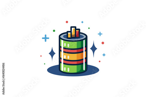 stock market candlestick chart inside an oil barrel shape