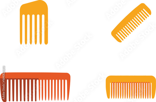 Orange plastic comb, hair care EPS