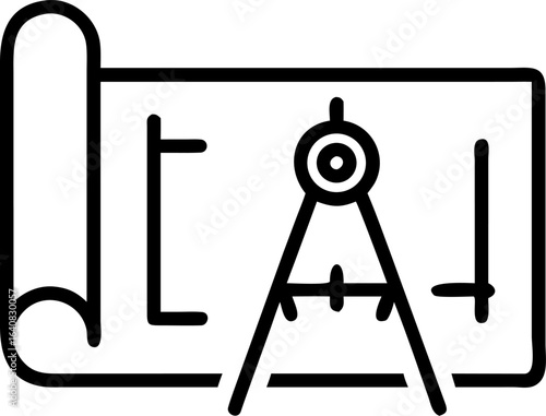 Architectural blueprint with navigational compass illustration