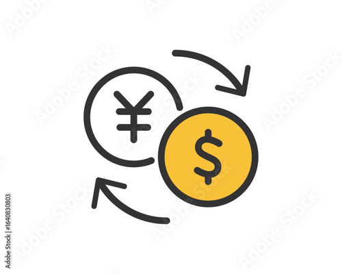 円とドルの両替アイコン ベクターイラスト | ベクター素材 編集可能 SVG