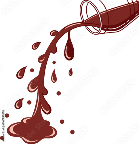 Realistic dark red dripping paint effect vector illustration.