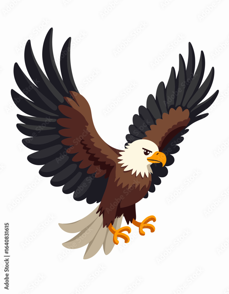 Fototapeta premium Realistic bald eagle in mid-flight with talons forward