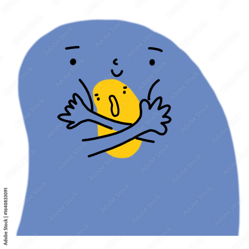 Naklejka premium smiley face in the clouds blue bubble gum cartoon and friend