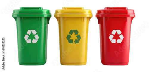 Three color-coded recycling bins (1)