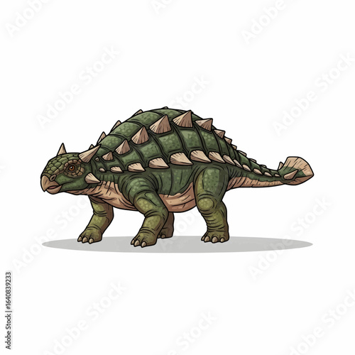 Realistic Ankylosaurus Dinosaur Illustration – Armored Prehistoric Herbivore with Spiked Back