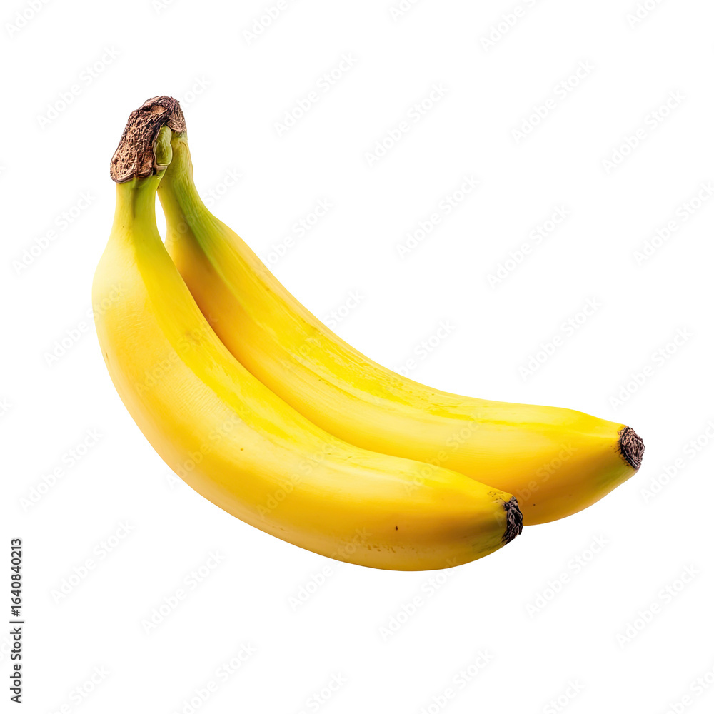 Three bananas, yellow and ripe, angled, isolated on black Three bananas, yellow and ripe, angled, isolated on black