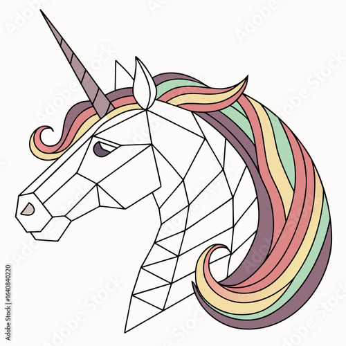 Pastel Unicorn Head Vector Illustration for Stock.

