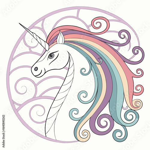 Pastel Unicorn Head Vector Illustration for Stock.

