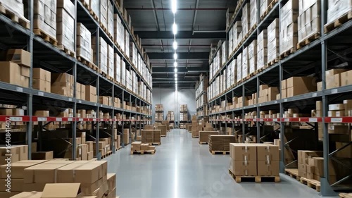 Wallpaper Mural Warehouse Interior with Shelves Full of Boxes, The organized chaos of a distribution center's storage racks Torontodigital.ca