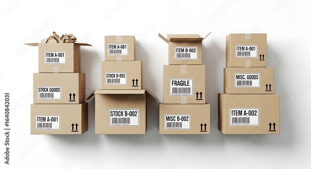 Fototapeta premium Cardboard Boxes Stacked for Shipping or Storage
