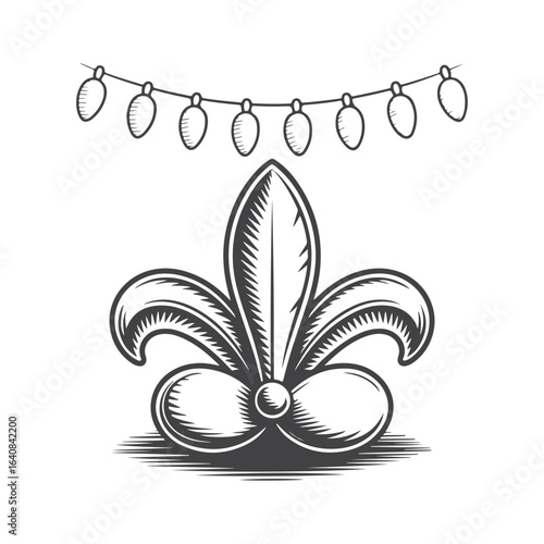 Fleur de lis with festive lights ornamental decorative