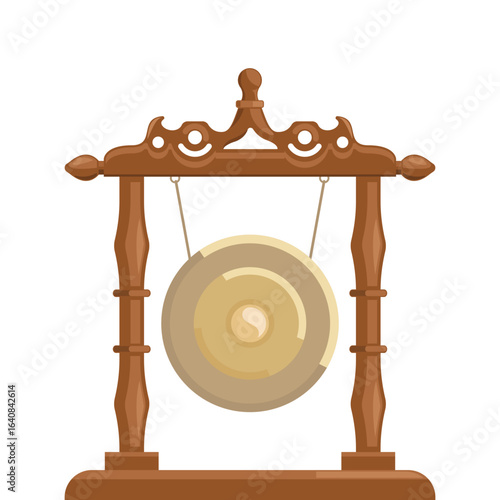 traditional musical instrument gong vector illustration  hanging in place  for element and musical decoration graphic