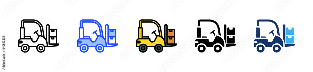 Naklejka premium Forklift Icon Collection With Multiple Styles