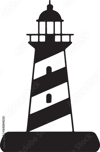 Lighthouse Beacon Navigation Coastal Tower Vector Illustration Graphic Silhouette Art