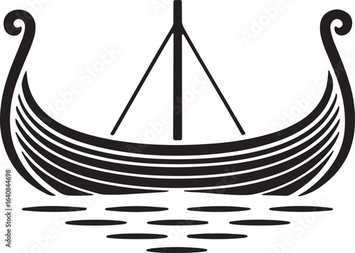 Detailed Viking Ship Vector Illustration Symbolizing Exploration and Maritime History Design Element
