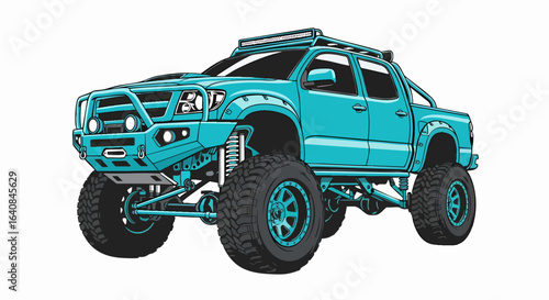 Turquoise off road pickup truck illustration