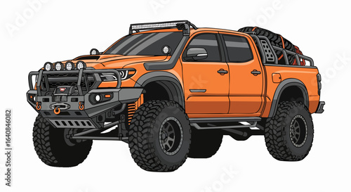 Orange offroad truck illustration graphic design