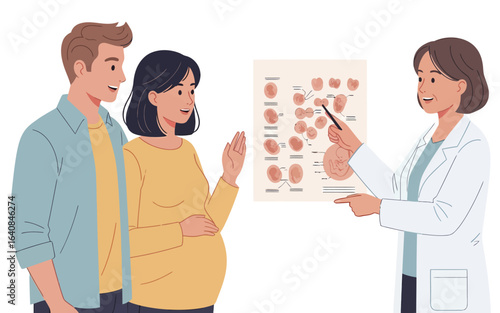 Expectant Couple Receives Prenatal Consultation on Fetal Development.