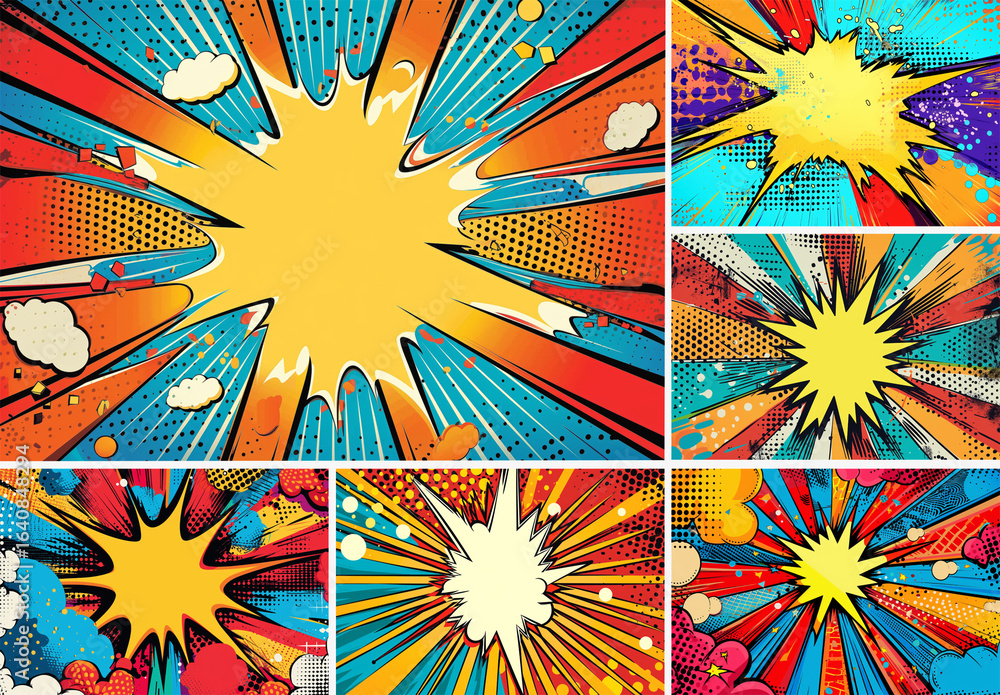 9 Comic Book Explosion Background Collection Stock Template | Adobe Stock