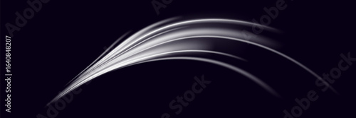 Futuristic white energy waves on black background