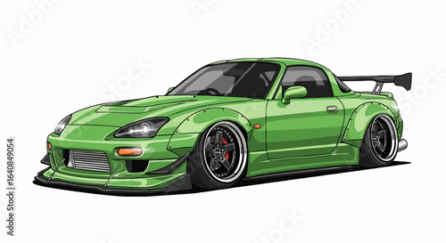 Lime green sports car illustration