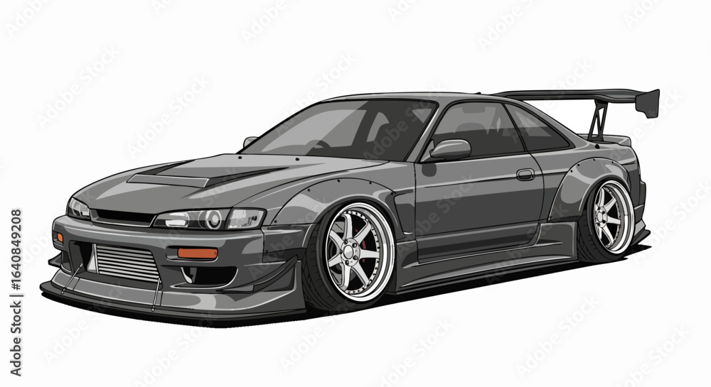 Fototapeta premium Custom dark gray sports car illustration