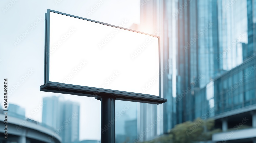 Fototapeta premium Blank Billboard Mockup in Modern City: Advertising Space for Marketing Campaigns and Commercial Use