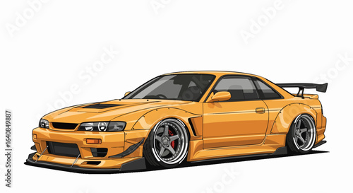 Yellow sports car illustration graphic design