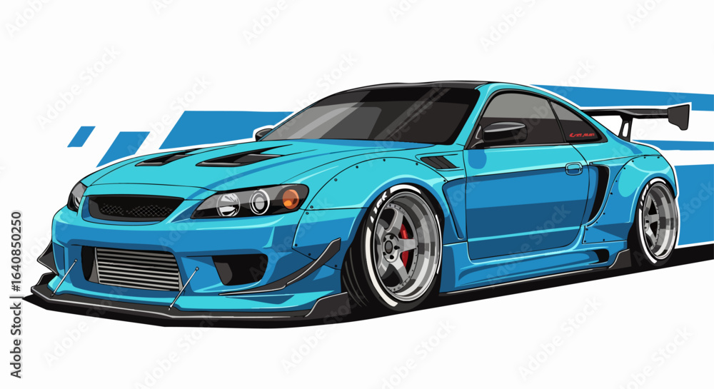 Obraz premium Light blue sports car illustration