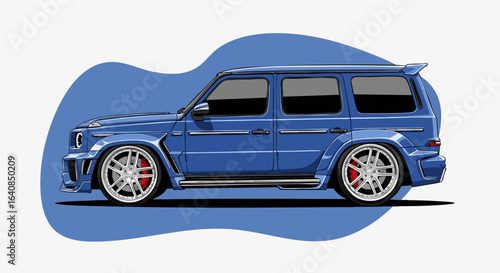 Custom designed blue suv illustration