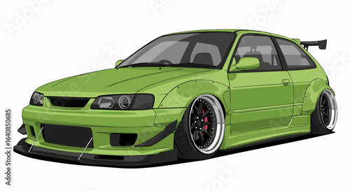Lime green sport car illustration